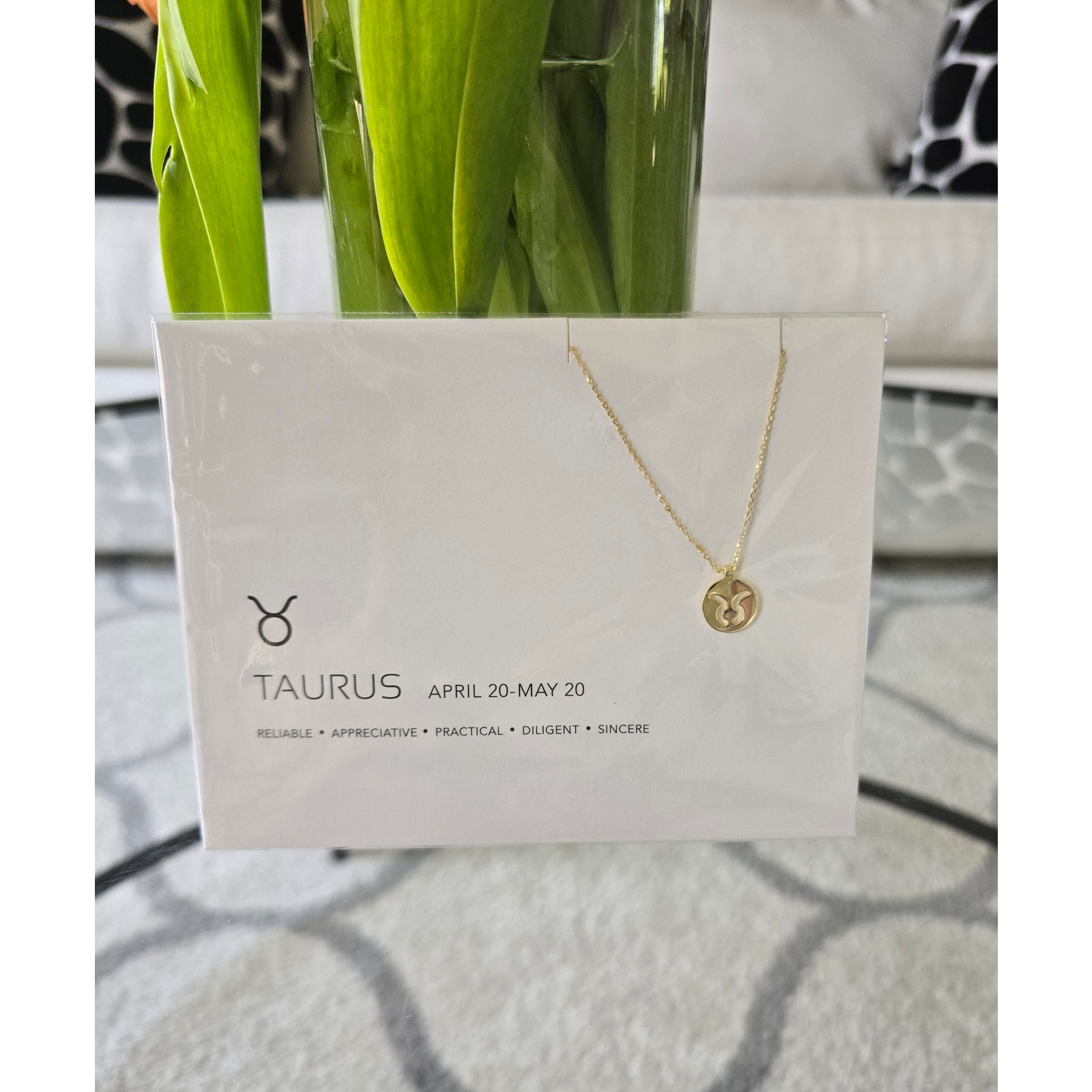 Wishbonne Zodiac 14k Gold Dipped Taurus Necklace New